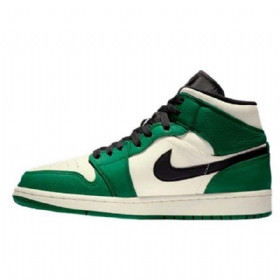 Nike Air Jordan 1 Mid Tops Se Sko Til Mænd Grøn Sort