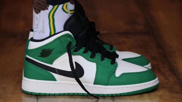 Nike Air Jordan 1 Mid Tops Se Sko Til Mænd Grøn Sort