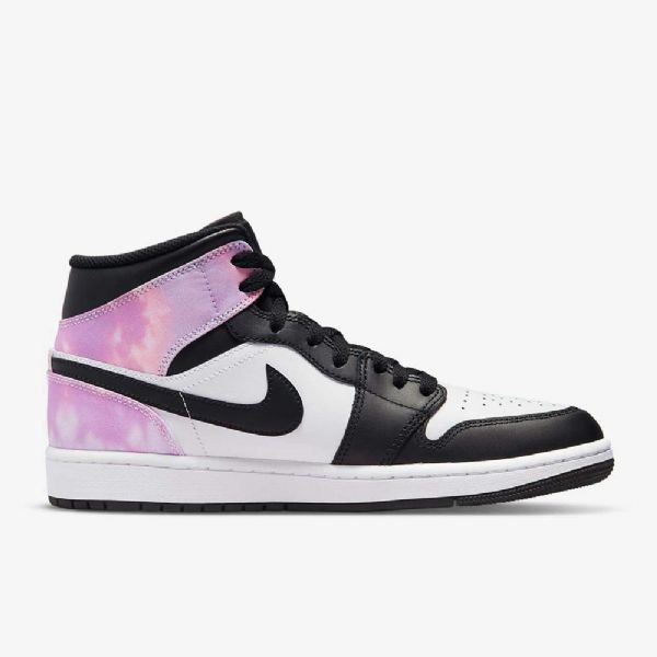 Nike Air Jordan 1 Mid Tops Se Sko Til Mænd Sort Hvid Koral
