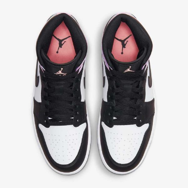 Nike Air Jordan 1 Mid Tops Se Sko Til Mænd Sort Hvid Koral