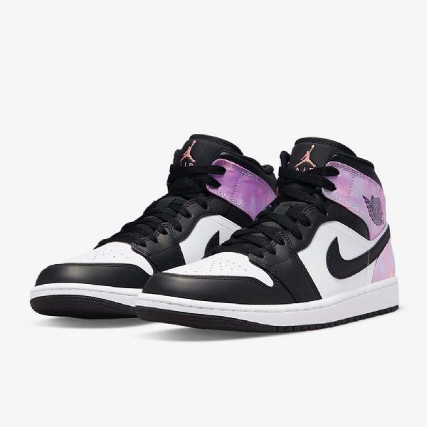 Nike Air Jordan 1 Mid Tops Se Sko Til Mænd Sort Hvid Koral