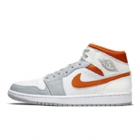 Nike Air Jordan 1 Mid Tops Se Starfish Sko Til Mænd Hvid Orange