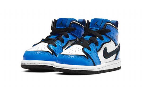 Nike Air Jordan 1 Mid Tops Se Td Retro Basketball Sko Til Børn Blå