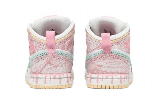 Nike Air Jordan 1 Mid Tops Se Td Retro Basketball Sko Til Børn Hvid Lyserød