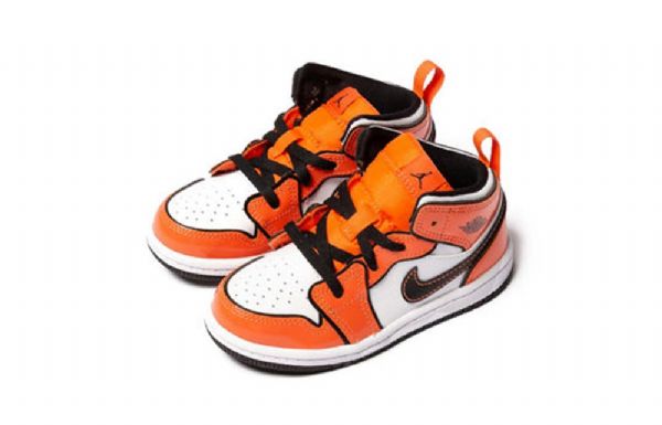 Nike Air Jordan 1 Mid Tops Se Td Retro Basketball Sko Til Børn Orange