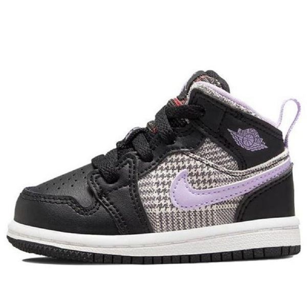 Nike Air Jordan 1 Mid Tops Se Td Retro Basketball Sko Til Børn Sort