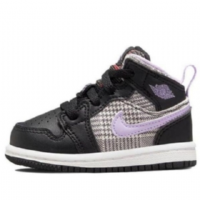 Nike Air Jordan 1 Mid Tops Se Td Retro Basketball Sko Til Børn Sort