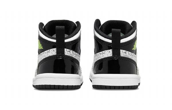 Nike Air Jordan 1 Mid Tops Se Td Retro Basketball Sko Til Børn Sort Hvid