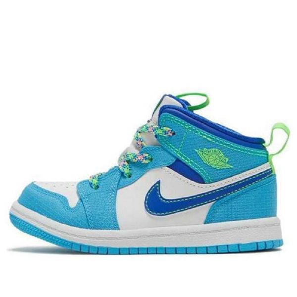 Nike Air Jordan 1 Mid Tops Se Td Sko Til Børn Blå Hvid