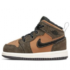 Nike Air Jordan 1 Mid Tops Se Td Sko Til Børn Brun
