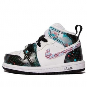Nike Air Jordan 1 Mid Tops Se Td Sko Til Børn Hvid Sort