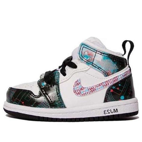 Nike Air Jordan 1 Mid Tops Se Td Sko Til Børn Hvid Sort