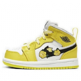 Nike Air Jordan 1 Mid Tops Se Td Sko Til Børn Lyserød Gul