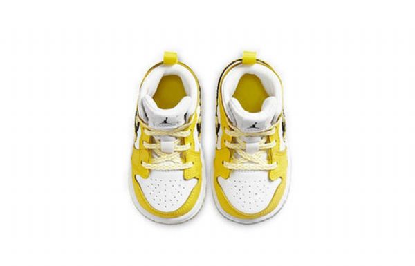Nike Air Jordan 1 Mid Tops Se Td Sko Til Børn Lyserød Gul
