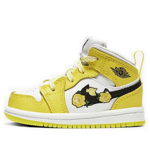 Nike Air Jordan 1 Mid Tops Se Td Sko Til Børn Lyserød Gul