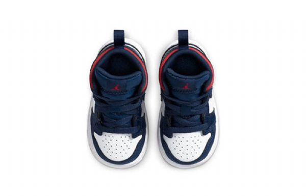 Nike Air Jordan 1 Mid Tops Se Td Sko Til Børn Mørkeblå Hvid
