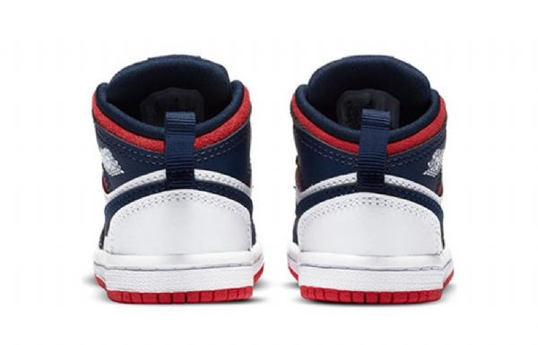 Nike Air Jordan 1 Mid Tops Se Td Sko Til Børn Mørkeblå Hvid