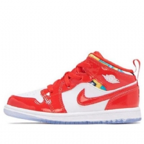 Nike Air Jordan 1 Mid Tops Se Td Sko Til Børn Rød Hvid