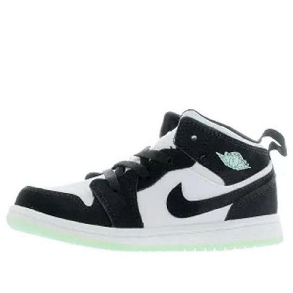 Nike Air Jordan 1 Mid Tops Se Td Sko Til Børn Sort Grøn Rød