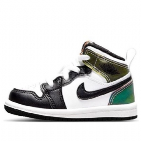 Nike Air Jordan 1 Mid Tops Se Td Sko Til Børn Sort Hvid