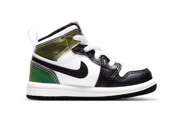 Nike Air Jordan 1 Mid Tops Se Td Sko Til Børn Sort Hvid
