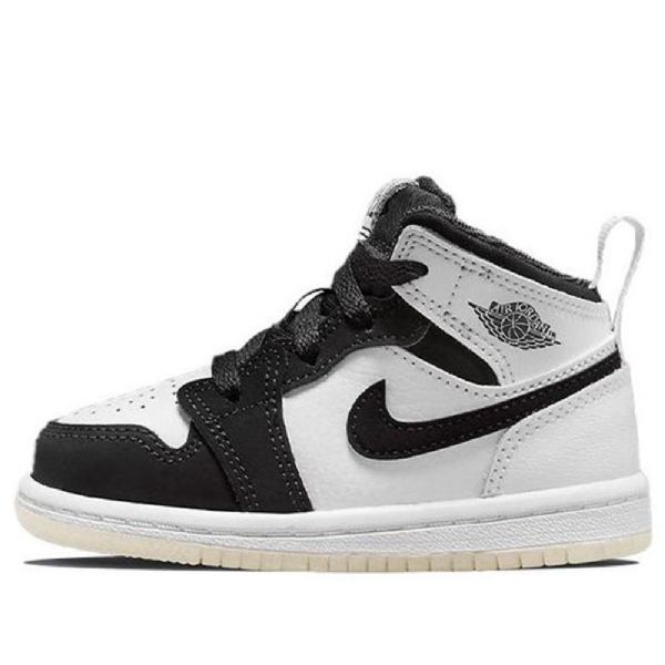 Nike Air Jordan 1 Mid Tops Se Td Sko Til Børn Sort Hvid