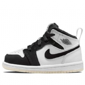 Nike Air Jordan 1 Mid Tops Se Td Sko Til Børn Sort Hvid