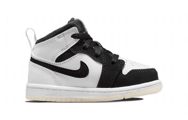 Nike Air Jordan 1 Mid Tops Se Td Sko Til Børn Sort Hvid