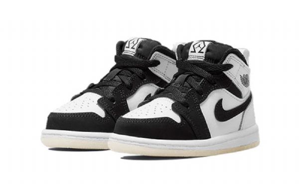 Nike Air Jordan 1 Mid Tops Se Td Sko Til Børn Sort Hvid