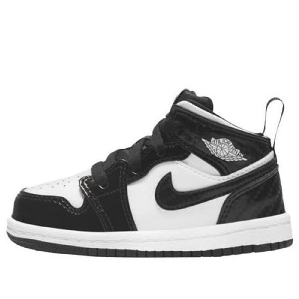 Nike Air Jordan 1 Mid Tops Se Td Sko Til Børn Sort Hvid