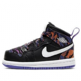 Nike Air Jordan 1 Mid Tops Se Td Sko Til Børn Sort Lilla