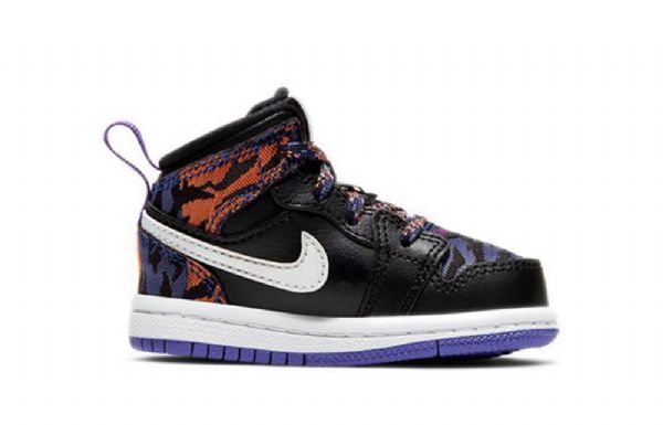 Nike Air Jordan 1 Mid Tops Se Td Sko Til Børn Sort Lilla