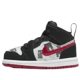 Nike Air Jordan 1 Mid Tops Se Td Sko Til Børn Sort Rød