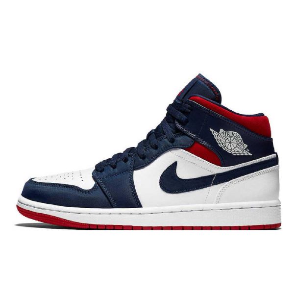 Nike Air Jordan 1 Mid Tops Se Usa Sko Til Mænd Mørkeblå Hvid