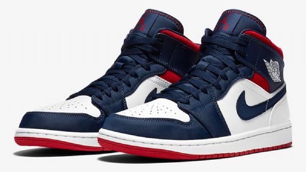 Nike Air Jordan 1 Mid Tops Se Usa Sko Til Mænd Mørkeblå Hvid