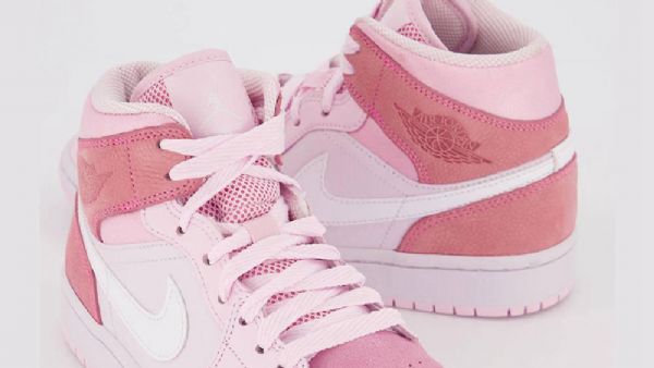 Nike Air Jordan 1 Mid Tops Shades Of Summer Sko Til Mænd Lyserød