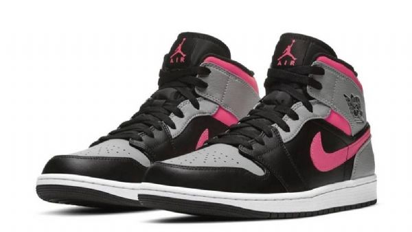 Nike Air Jordan 1 Mid Tops Shadow Sko Til Mænd Lyserød