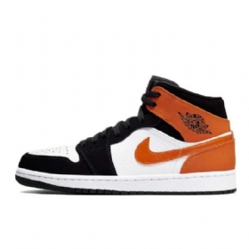Nike Air Jordan 1 Mid Tops Shatteredboard Sko Til Mænd Orange Sort