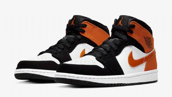 Nike Air Jordan 1 Mid Tops Shatteredboard Sko Til Mænd Orange Sort