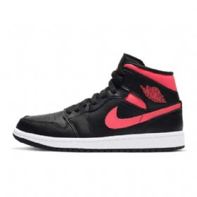 Nike Air Jordan 1 Mid Tops Sirene Sko Til Mænd Sort Rød