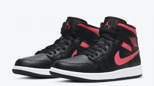 Nike Air Jordan 1 Mid Tops Sirene Sko Til Mænd Sort Rød