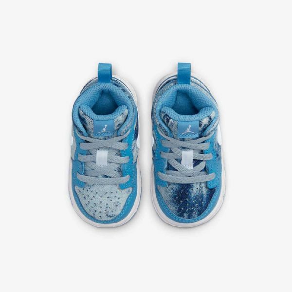 Nike Air Jordan 1 Mid Tops Sko Til Børn Blå Hvid