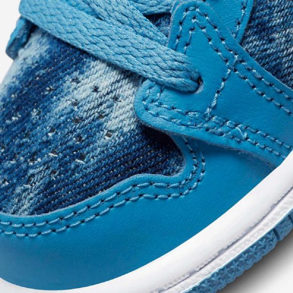 Nike Air Jordan 1 Mid Tops Sko Til Børn Blå Hvid