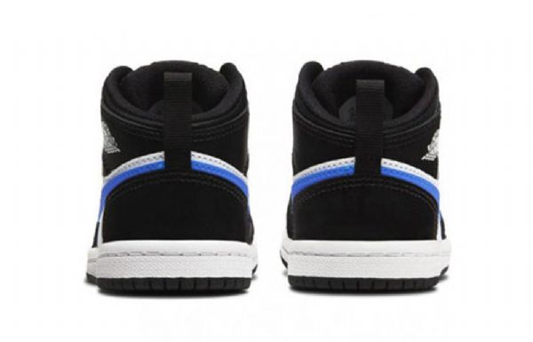 Nike Air Jordan 1 Mid Tops Sko Til Børn Blå Sort Hvid