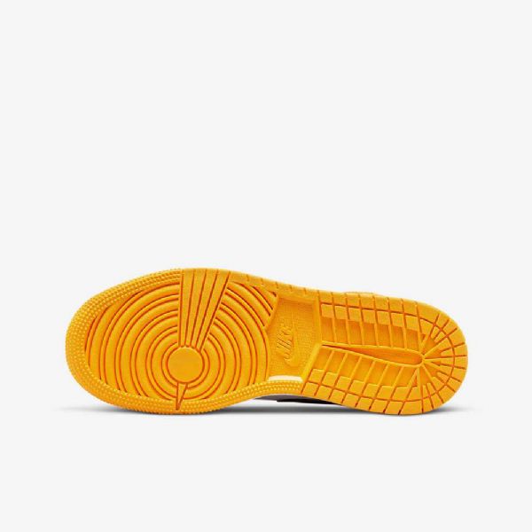 Nike Air Jordan 1 Mid Tops Sko Til Børn Gul Hvid Sort