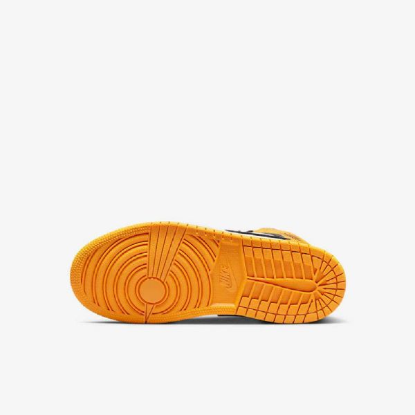 Nike Air Jordan 1 Mid Tops Sko Til Børn Gul Hvid Sort