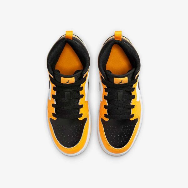 Nike Air Jordan 1 Mid Tops Sko Til Børn Gul Hvid Sort