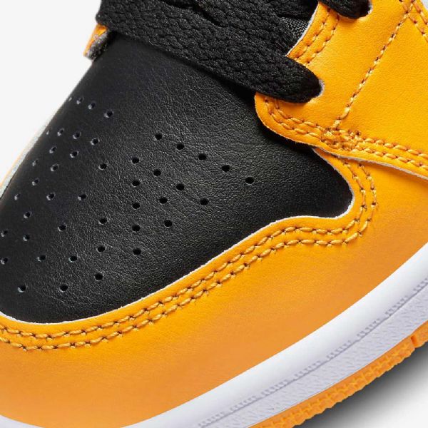Nike Air Jordan 1 Mid Tops Sko Til Børn Gul Hvid Sort