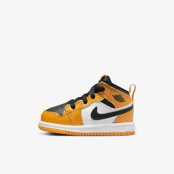 Nike Air Jordan 1 Mid Tops Sko Til Børn Gul Sort
