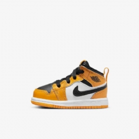 Nike Air Jordan 1 Mid Tops Sko Til Børn Gul Sort